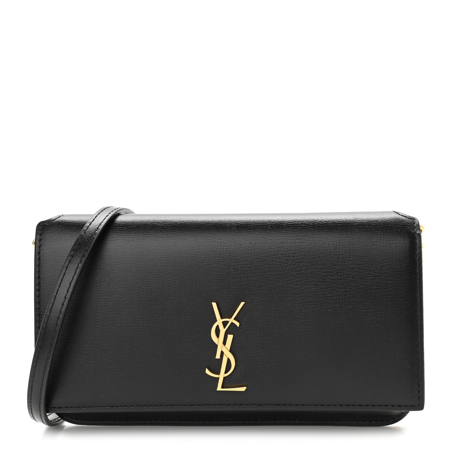 Saint Laurent Smooth Calfskin Monogram Phone Holder Crossbody Black 1 of 10