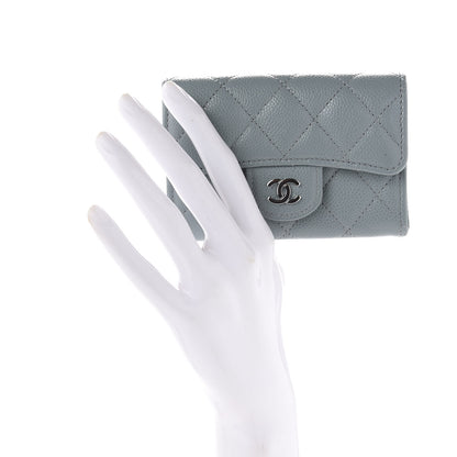 Chanel Caviar Quilted Flap Card Holder Wallet Light Blue 2 of 10