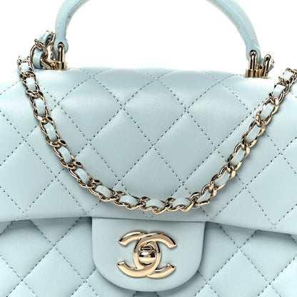 Chanel Lambskin Quilted Mini Top Handle Rectangular Flap Light Blue 9 of 12