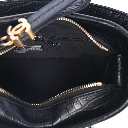 Chanel Calfskin Crocodile Embossed Small Gabrielle Cocodile Hobo Black 4 of 4