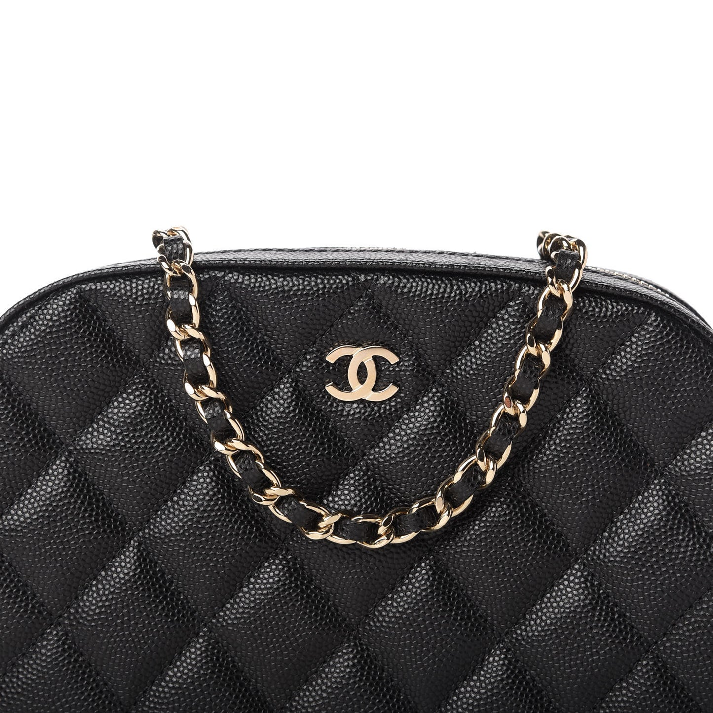 Caviar Quilted Vanity With Chain Black