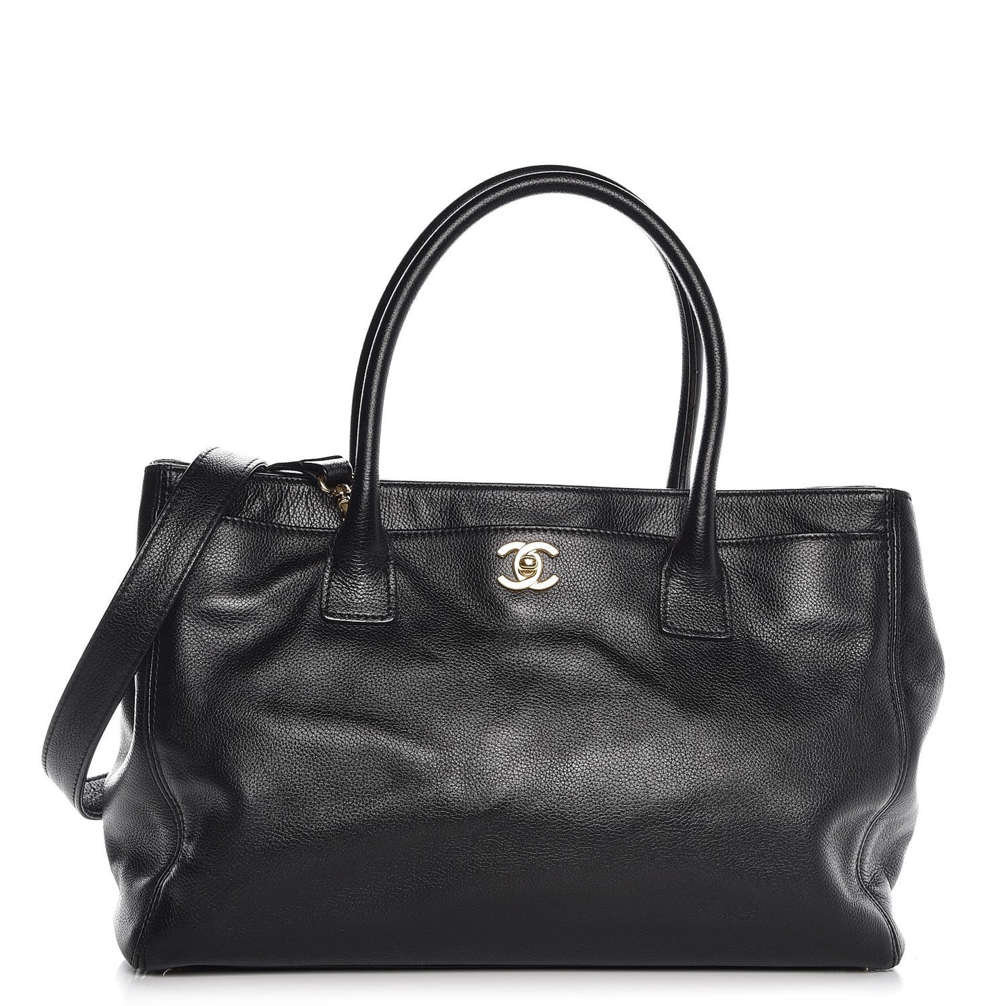 Calfskin Cerf Executive Shopper Tote Black