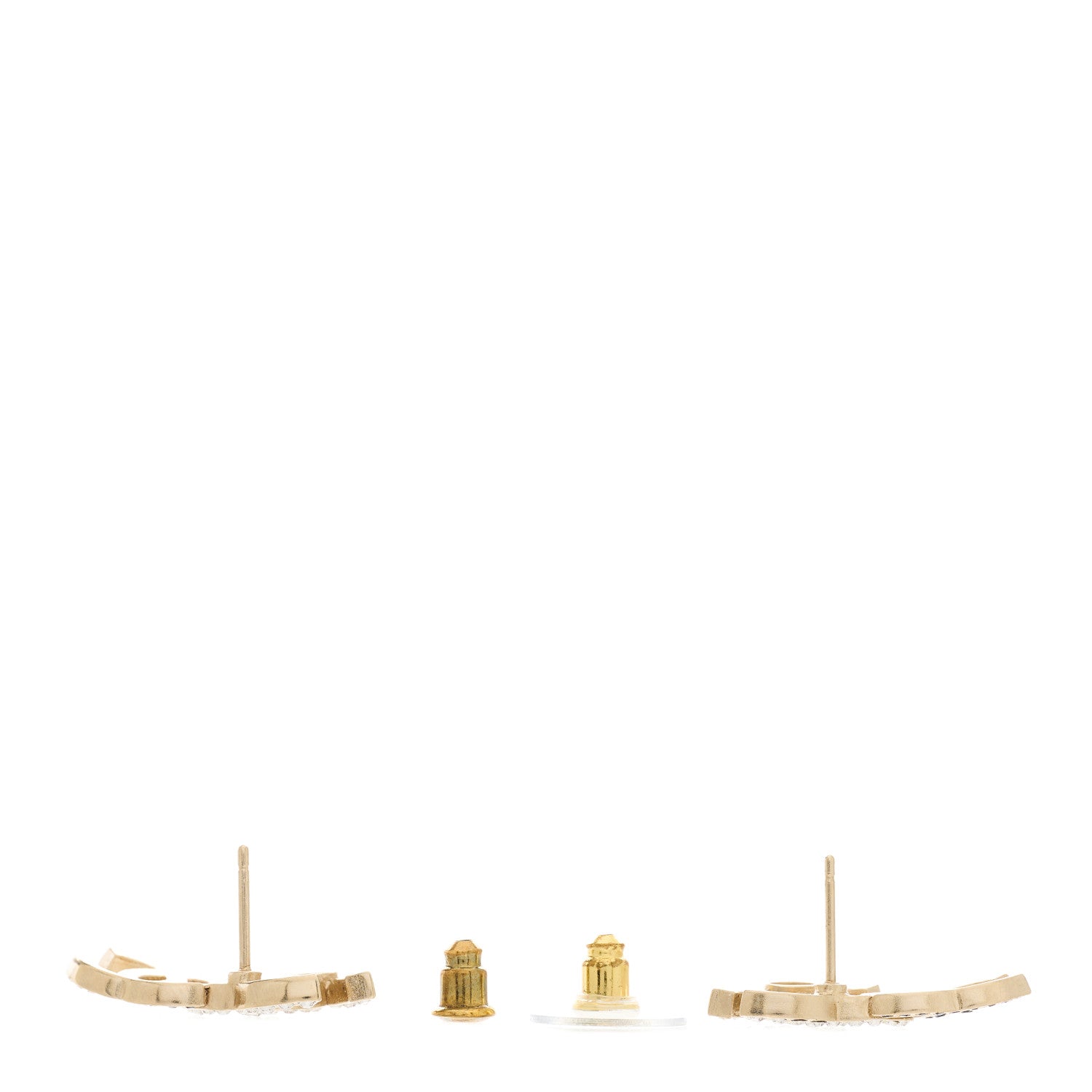 Chanel Crystal Double CC Earrings Gold Black 3 of 5
