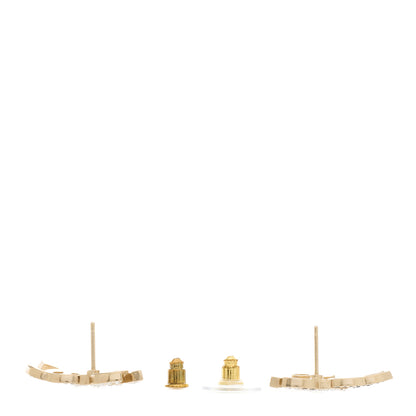 Chanel Crystal Double CC Earrings Gold Black 3 of 5
