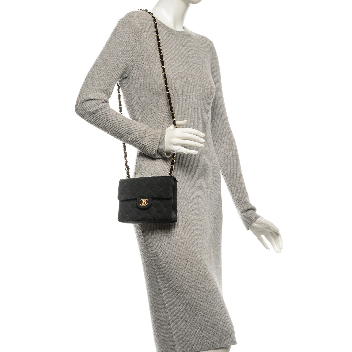 Chanel Grosgrain Quilted Mini Square Flap Black 2 of 7