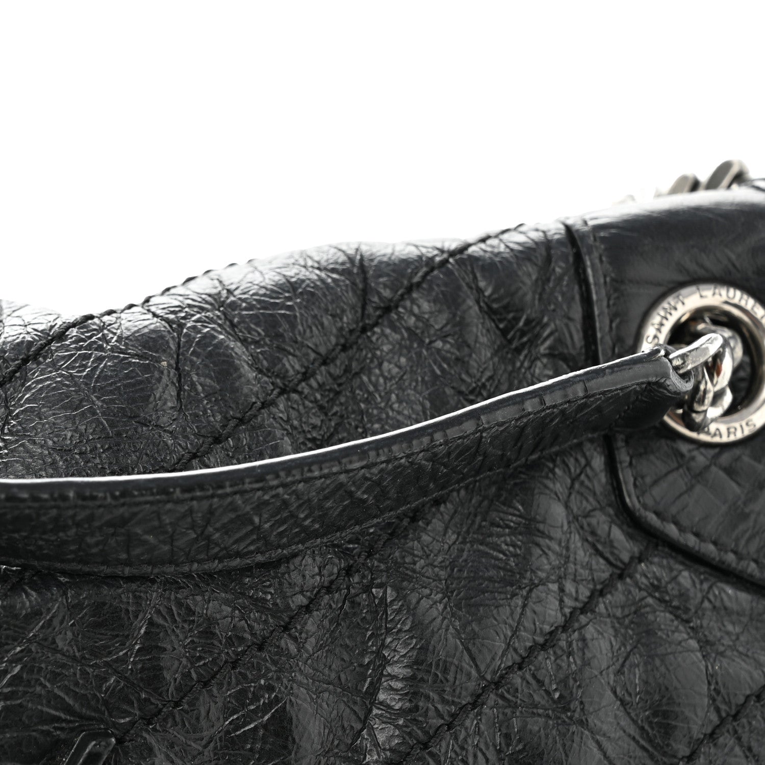 Saint Laurent Crinkled Calfskin Matelasse Monogram Large Niki Chain Satchel Black 12 of 12