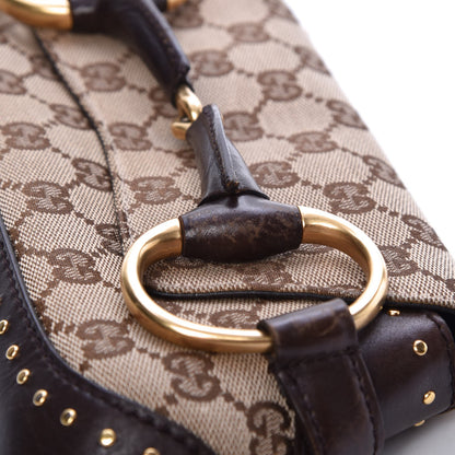 Gucci Monogram Studded Horsebit Clutch Dark Brown 10 of 13