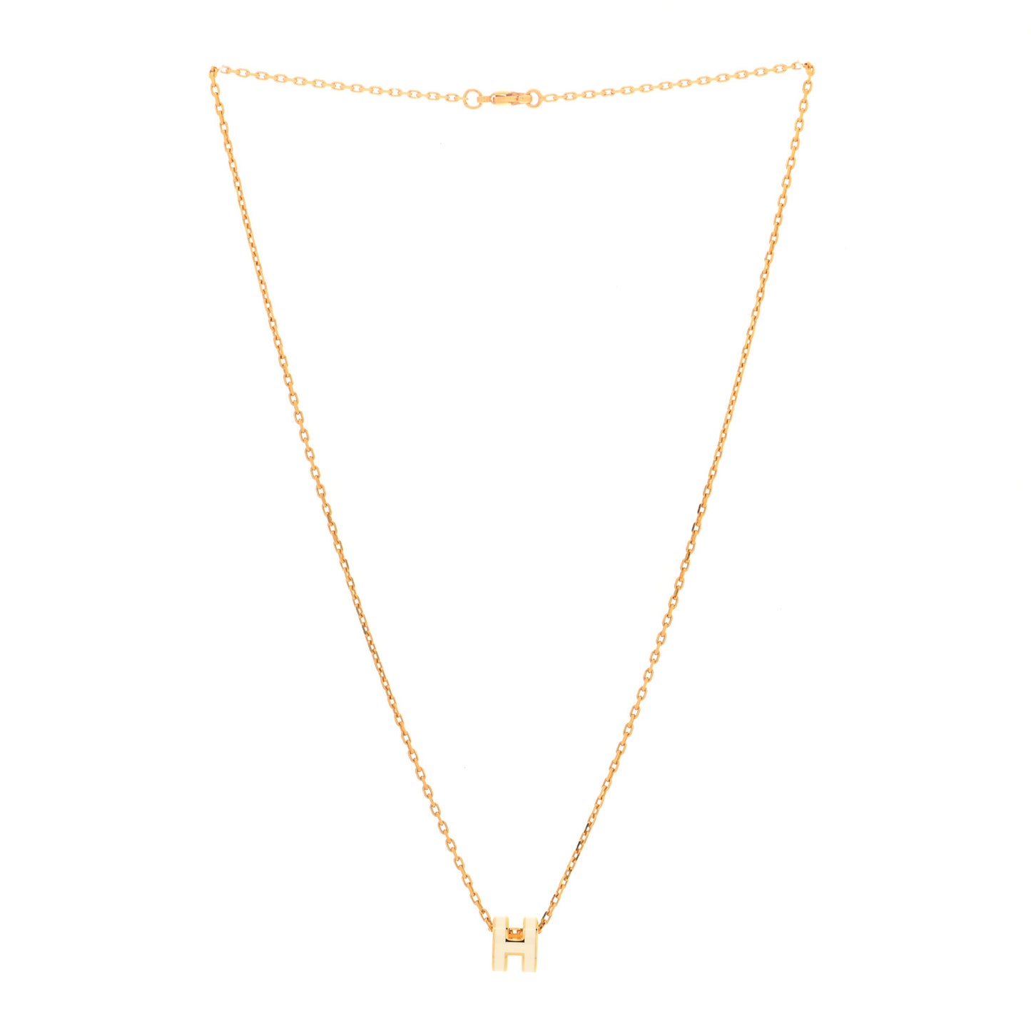 Lacquered Gold Mini Pop H Pendant Necklace White