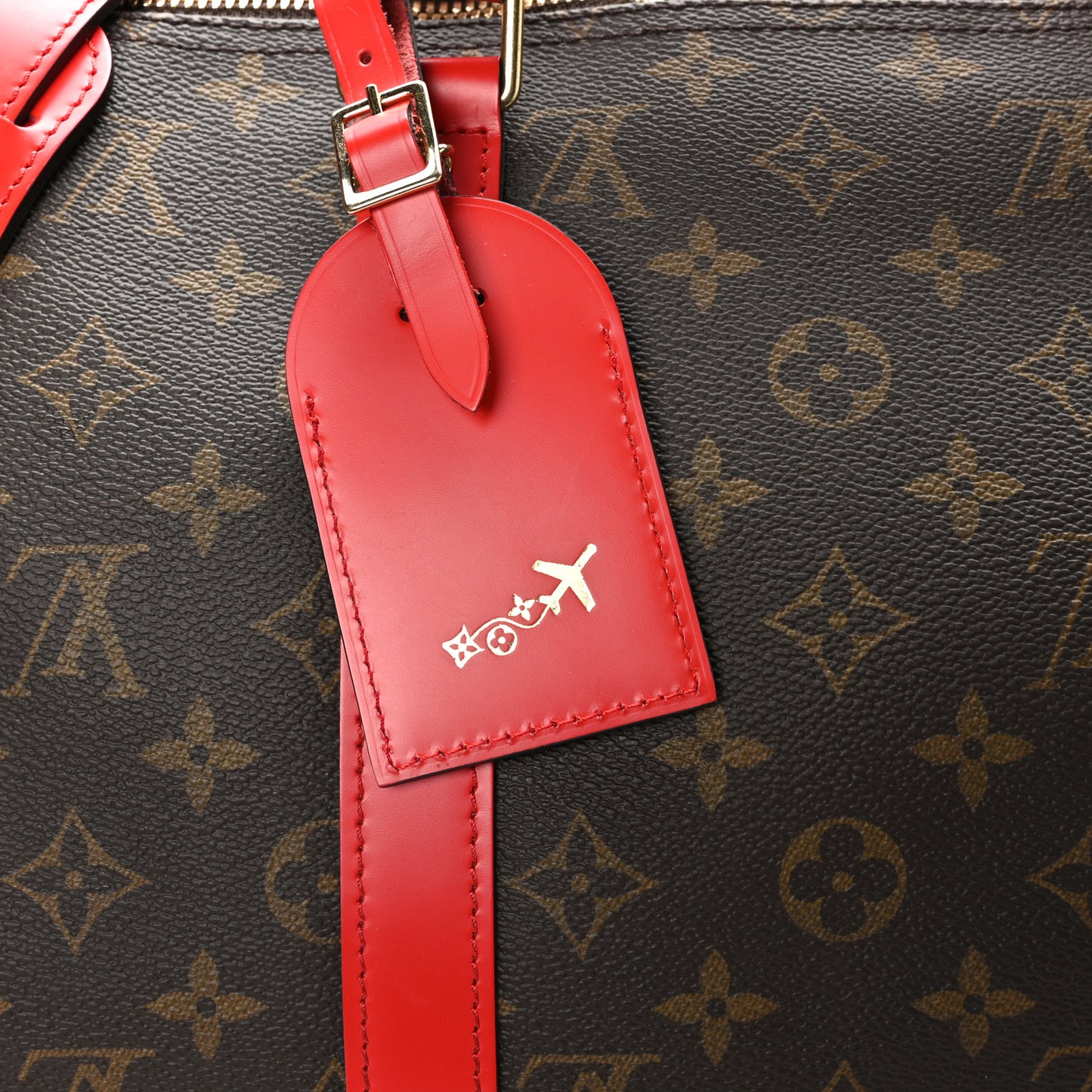 Calfskin Monogram Keepall Bandouliere 50 Coquelicot