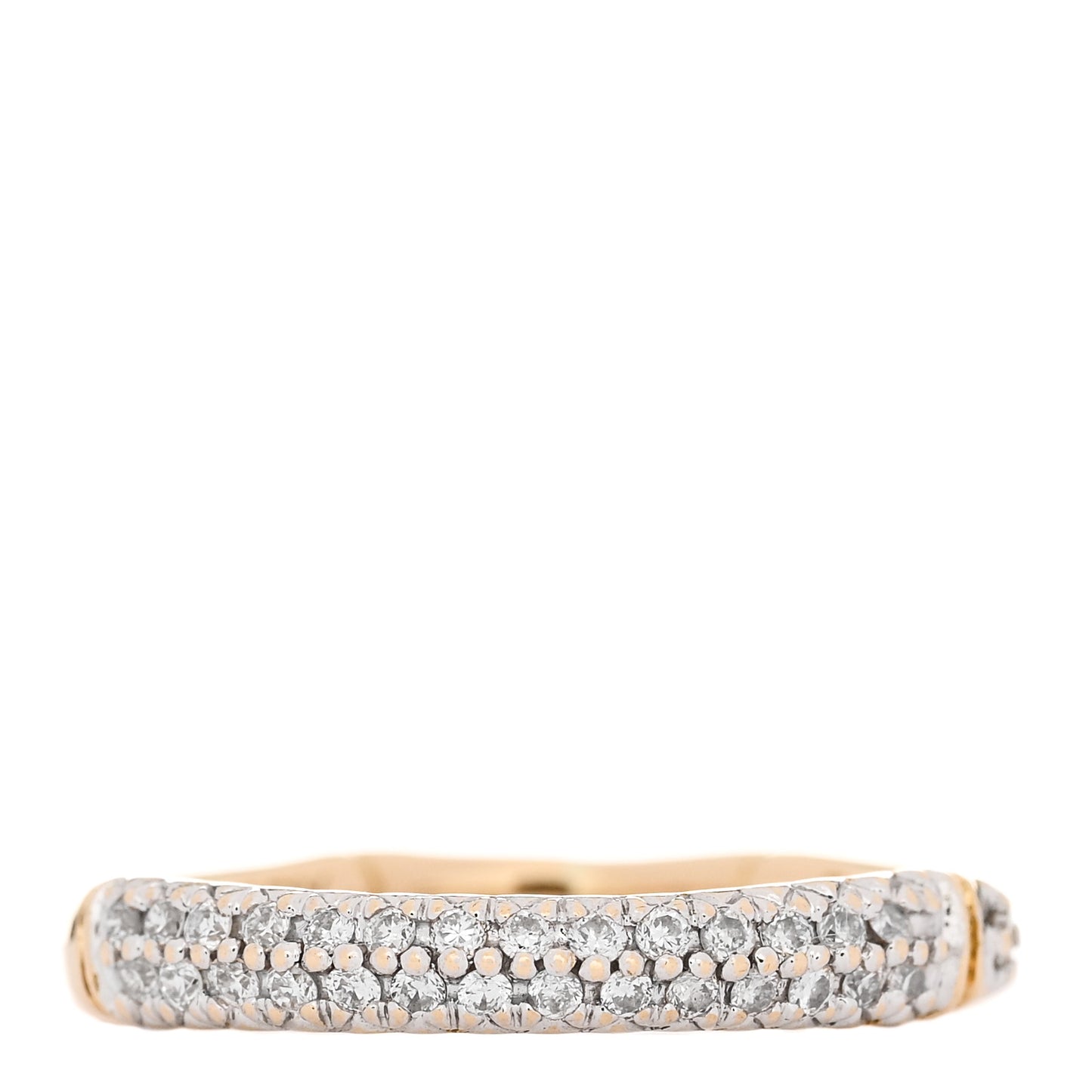 18K Yellow Gold Diamond Bamboo Slim Band Ring 50 5.25