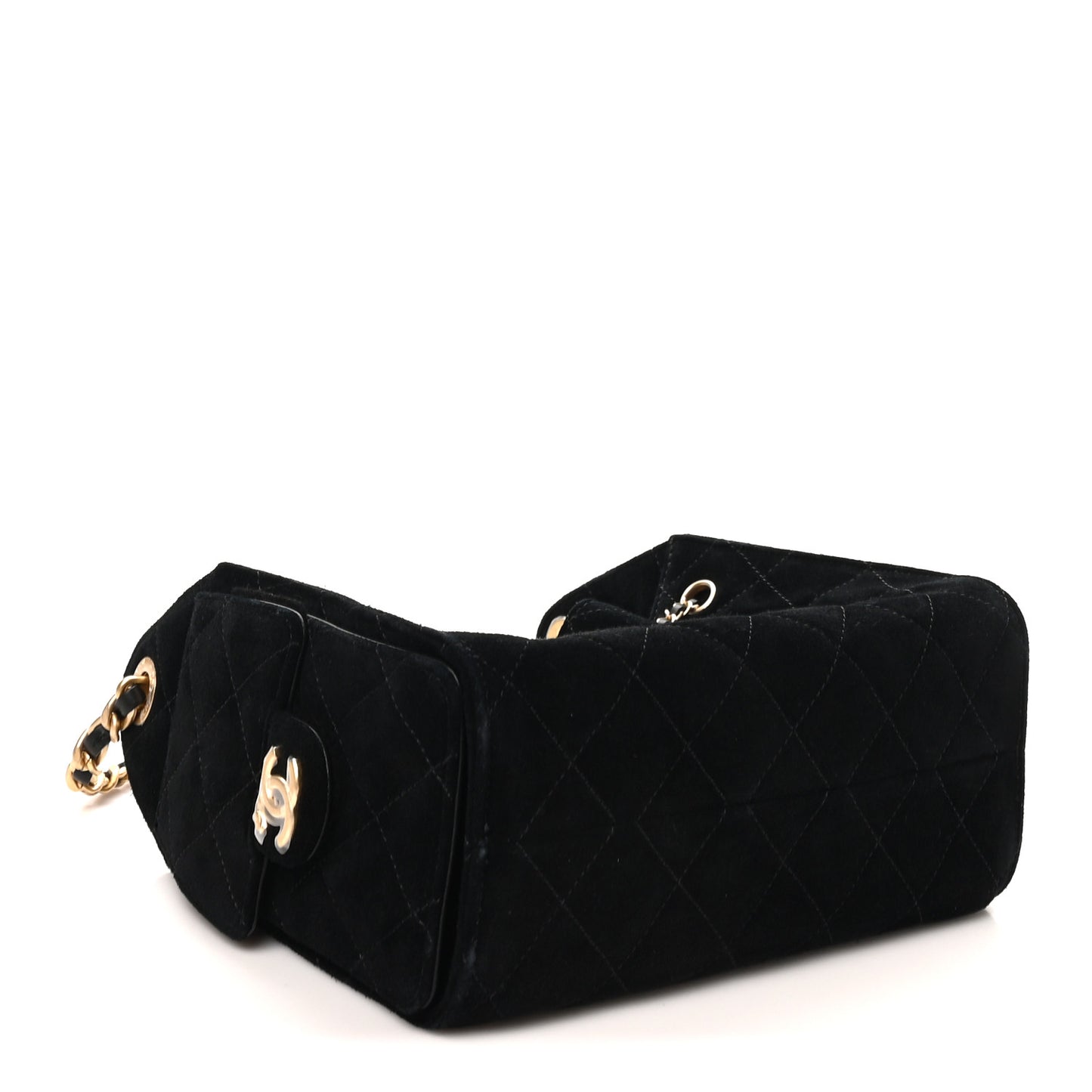 Suede Quilted Mini Chanel 25 Handbag Black