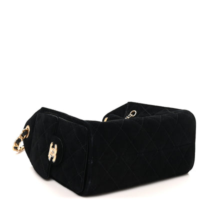 Chanel Suede Quilted Mini Chanel 25 Handbag Black 4 of 11