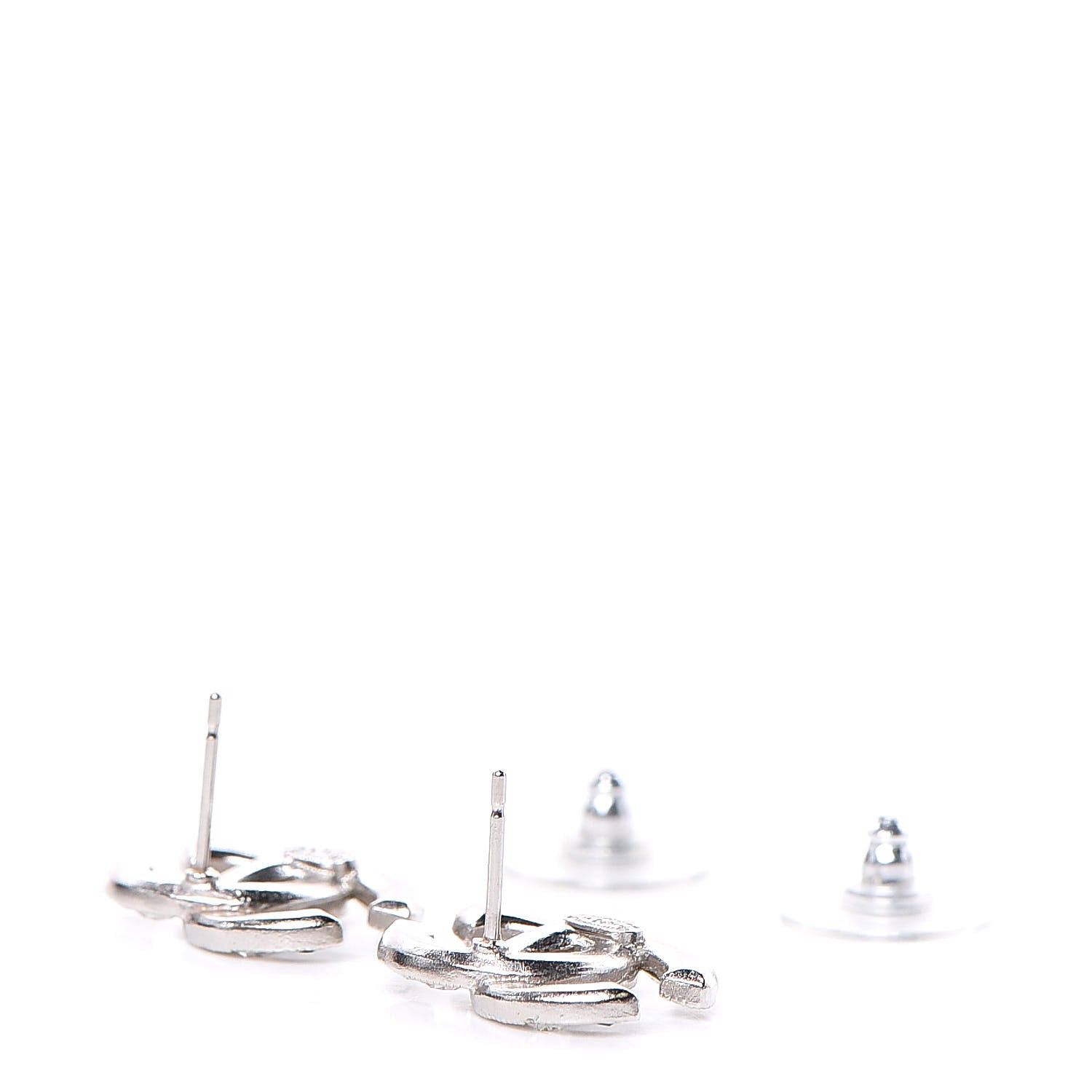Chanel Crystal CC Earrings Silver 4 of 6