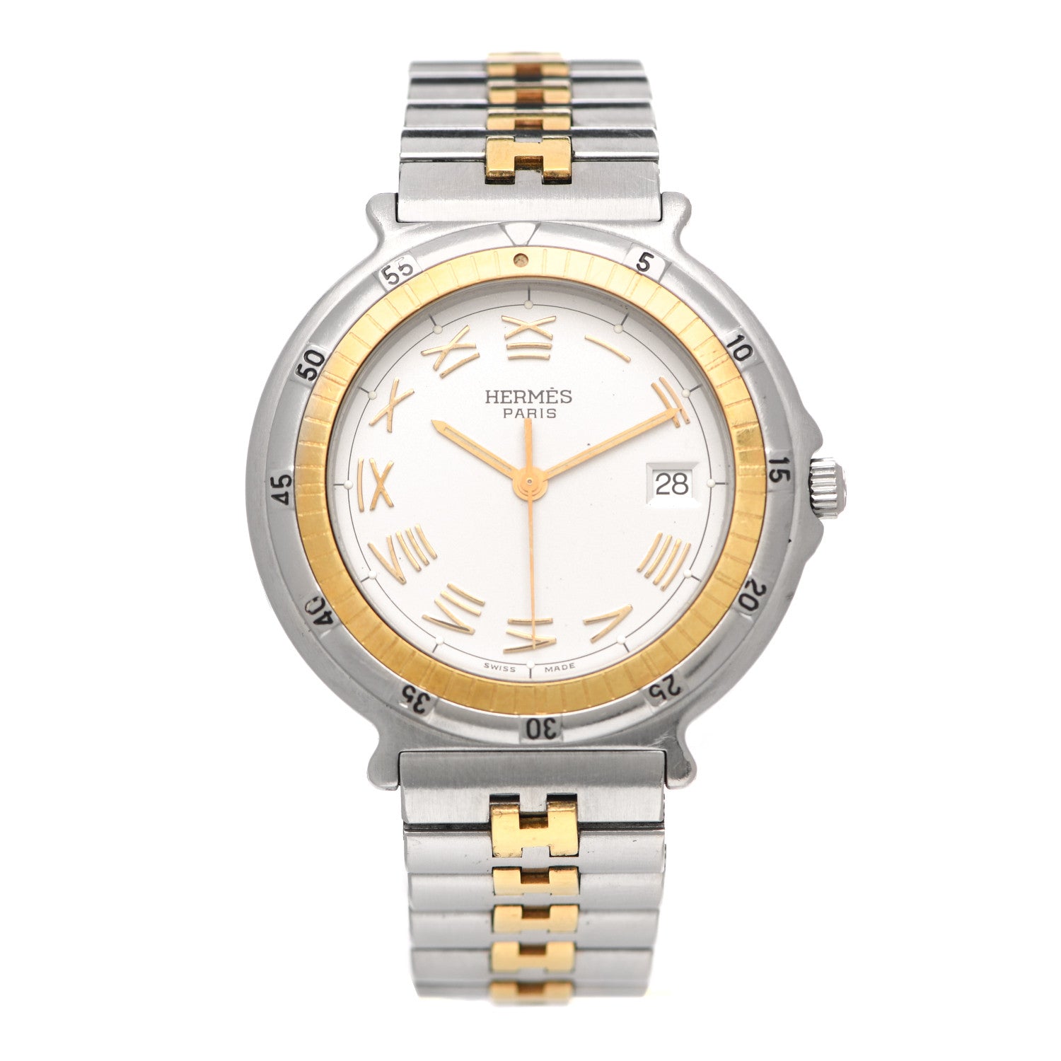 Hermes Stainless Steel 37mm Clipper Quartz Watch Gold 1 of 5