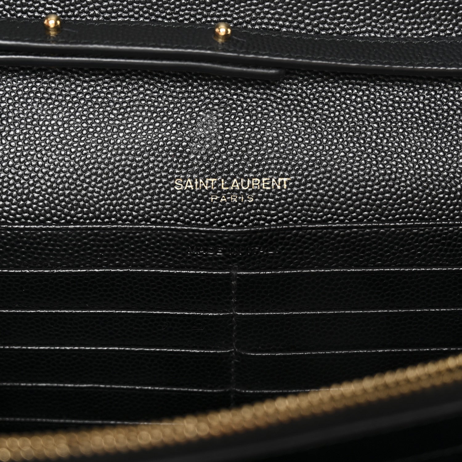 Saint Laurent Grain De Poudre Matelasse Chevron Monogram Chain Wallet Black 6 of 11