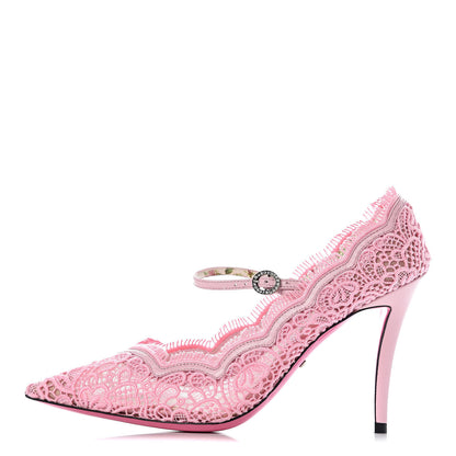 Gucci Lace Pizzo Venice Pumps 37 Sugar Pink 1 of 8