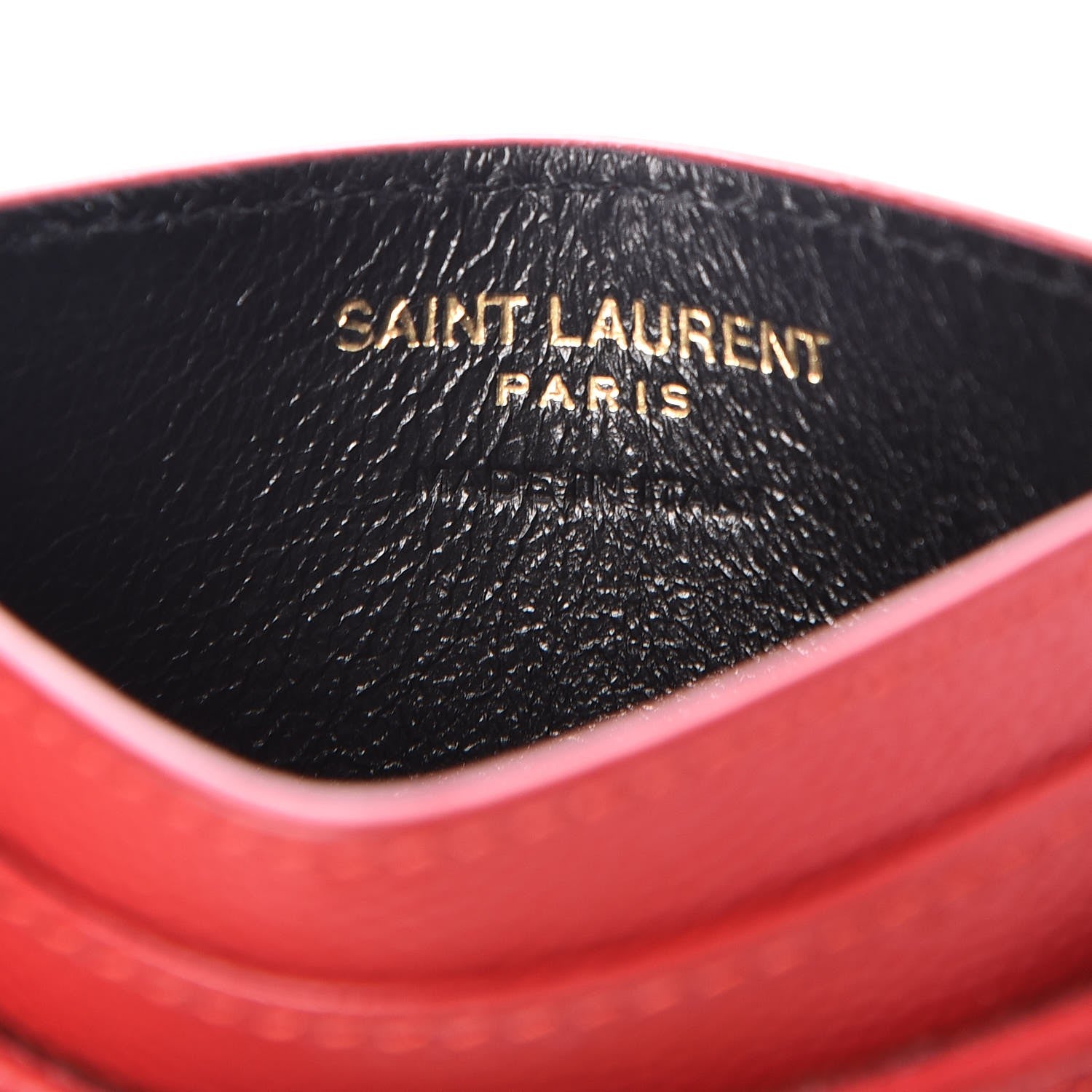 Saint Laurent Grain De Poudre Matelasse Chevron Monogram Credit Card Case New Red 6 of 8