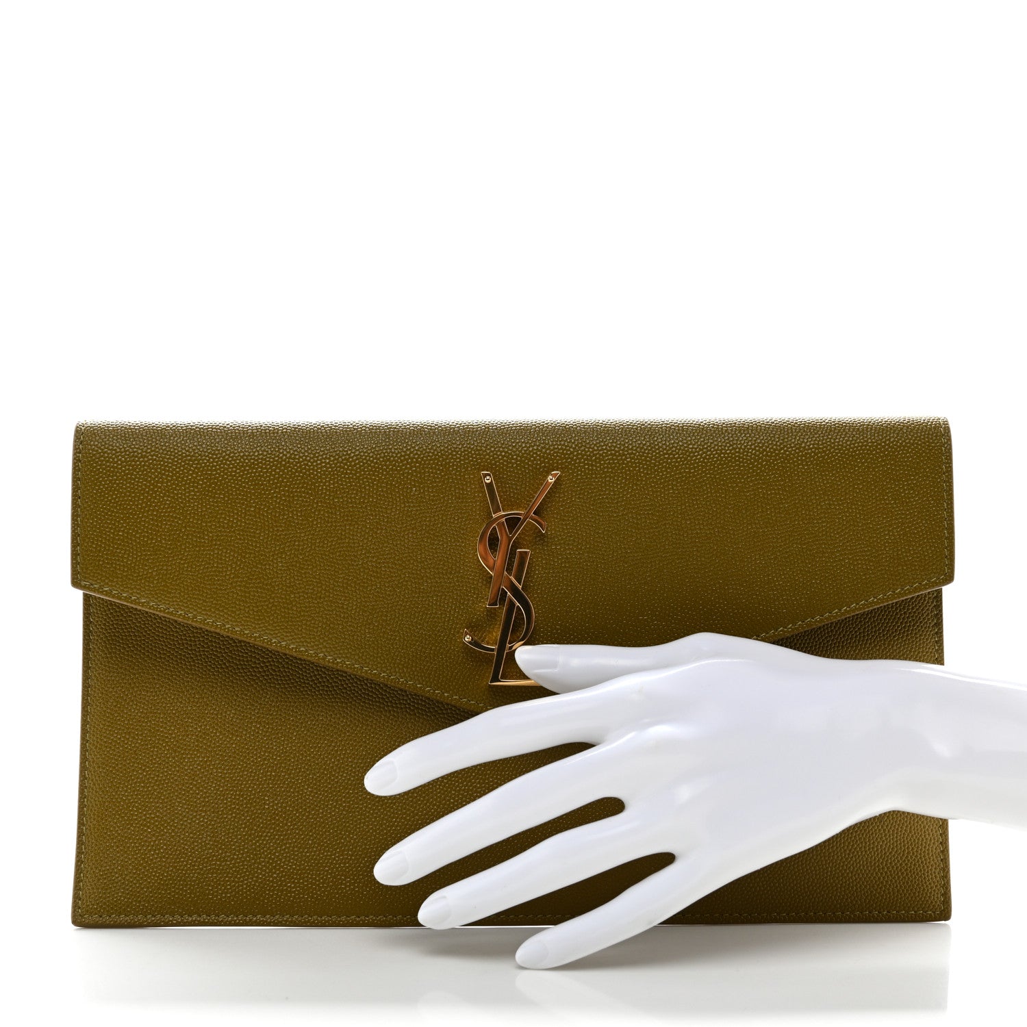 Saint Laurent Grain De Poudre Uptown Pouch Olive 2 of 6