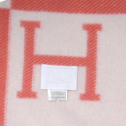 Hermes Wool Cashmere Avalon Baby Blanket Rose Airelle White 5 of 5
