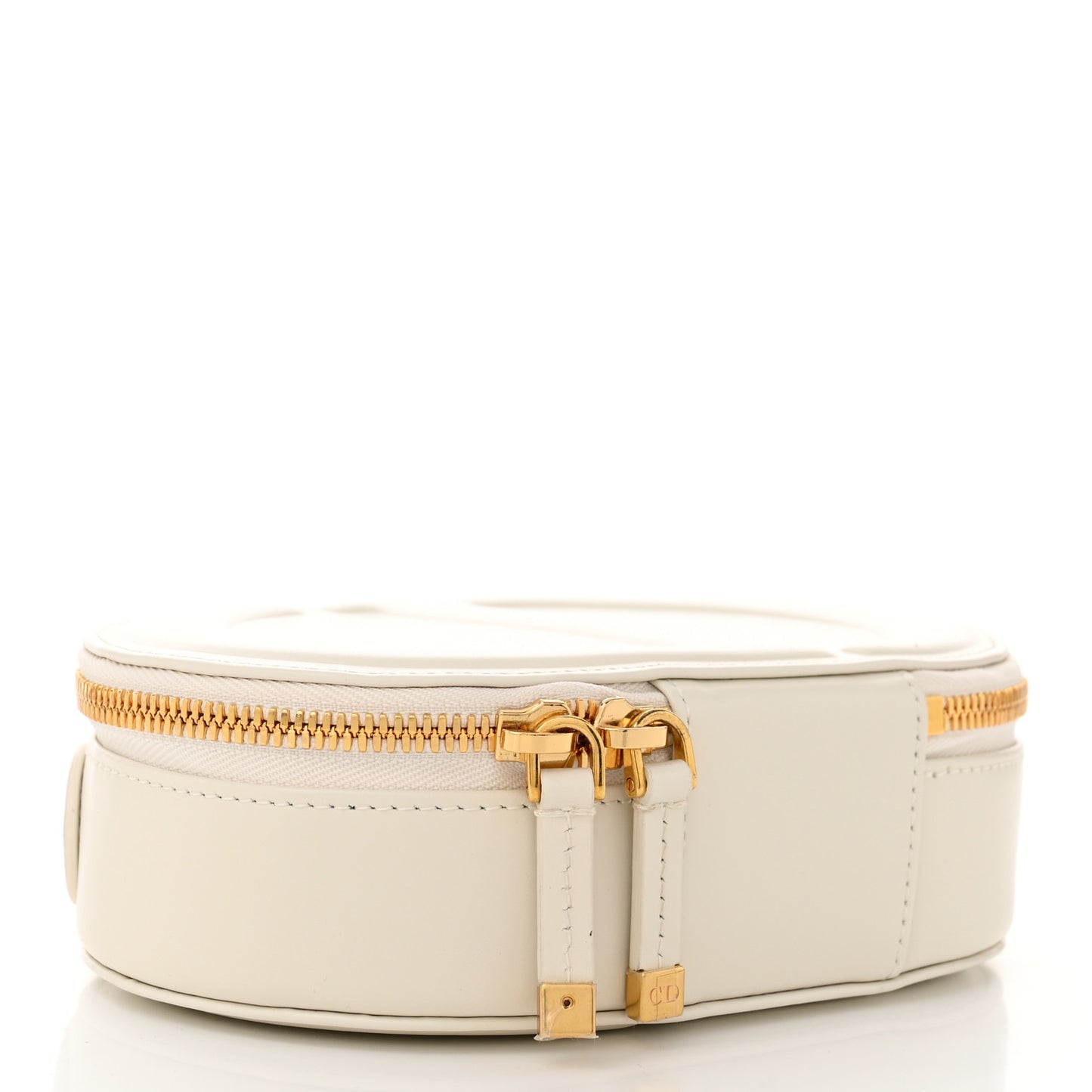 Calfskin CD Signature Oval Crossbody Camera Bag Latte