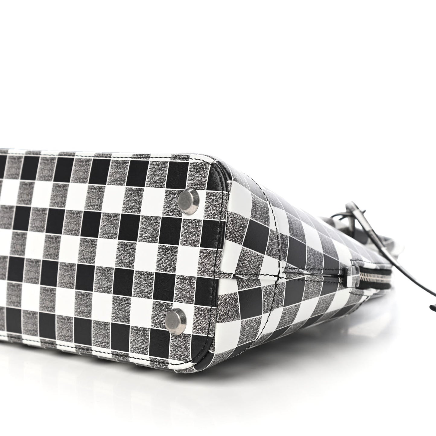 Calfskin Checked S Ville Top Handle Bag Black