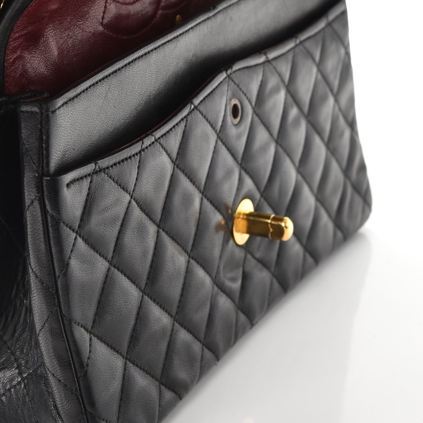 Lambskin Quilted Medium Double Flap Black