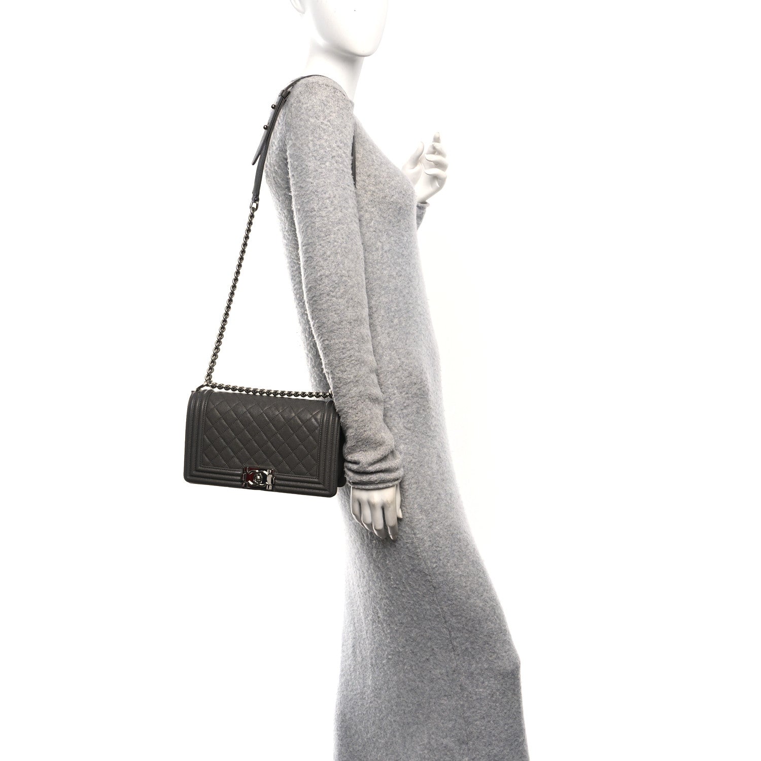 Chanel Caviar Quilted Medium Boy Flap Dark Grey 2 of 10