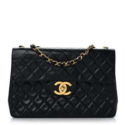 Chanel Lambskin Quilted XL Jumbo Single Flap Black 1 of 9