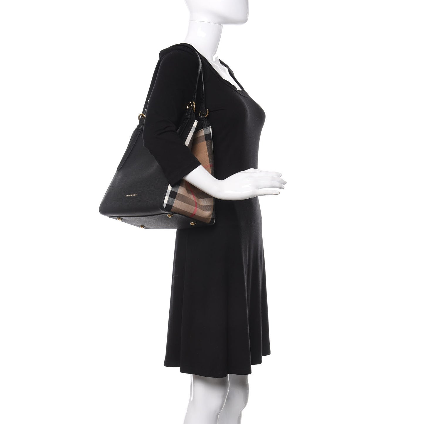 Grainy Calfskin House Check Small Canterbury Black