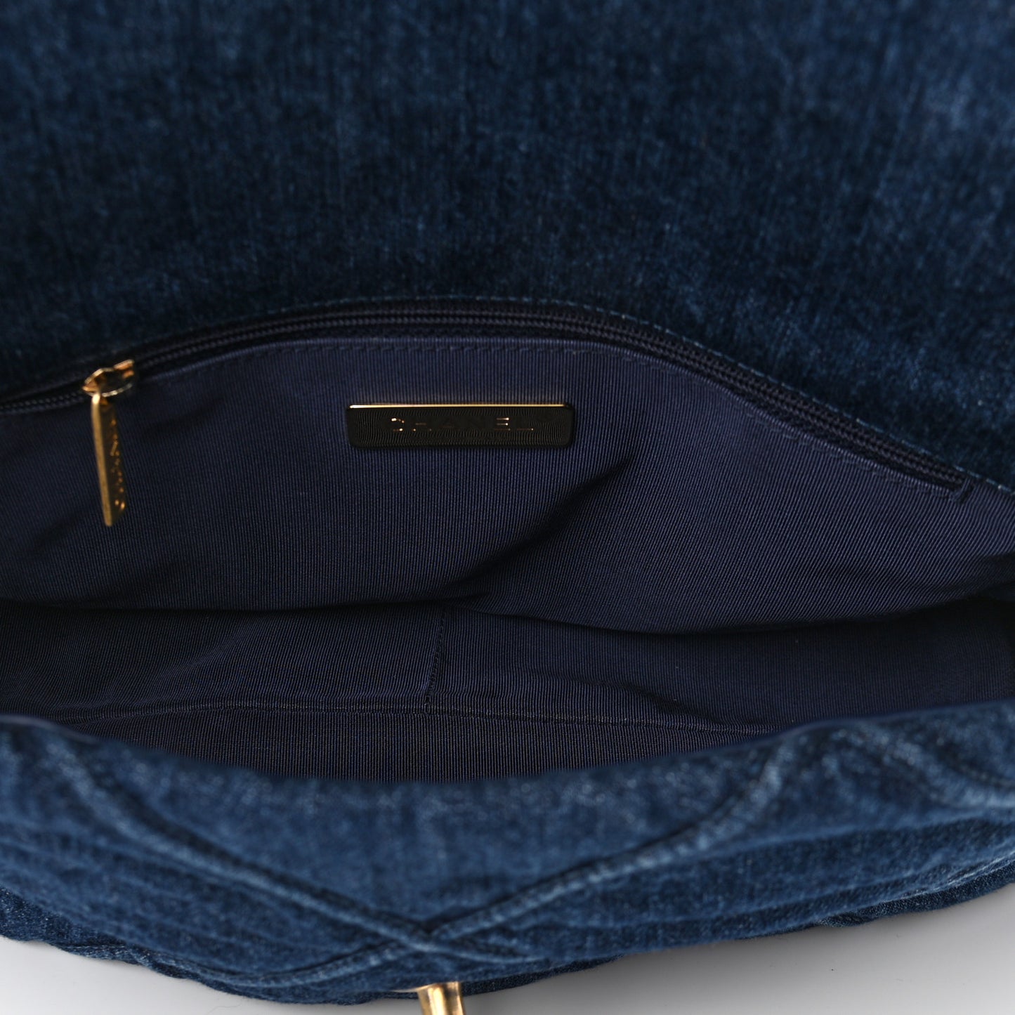 Denim Quilted Large Chanel 19 Flap Blue