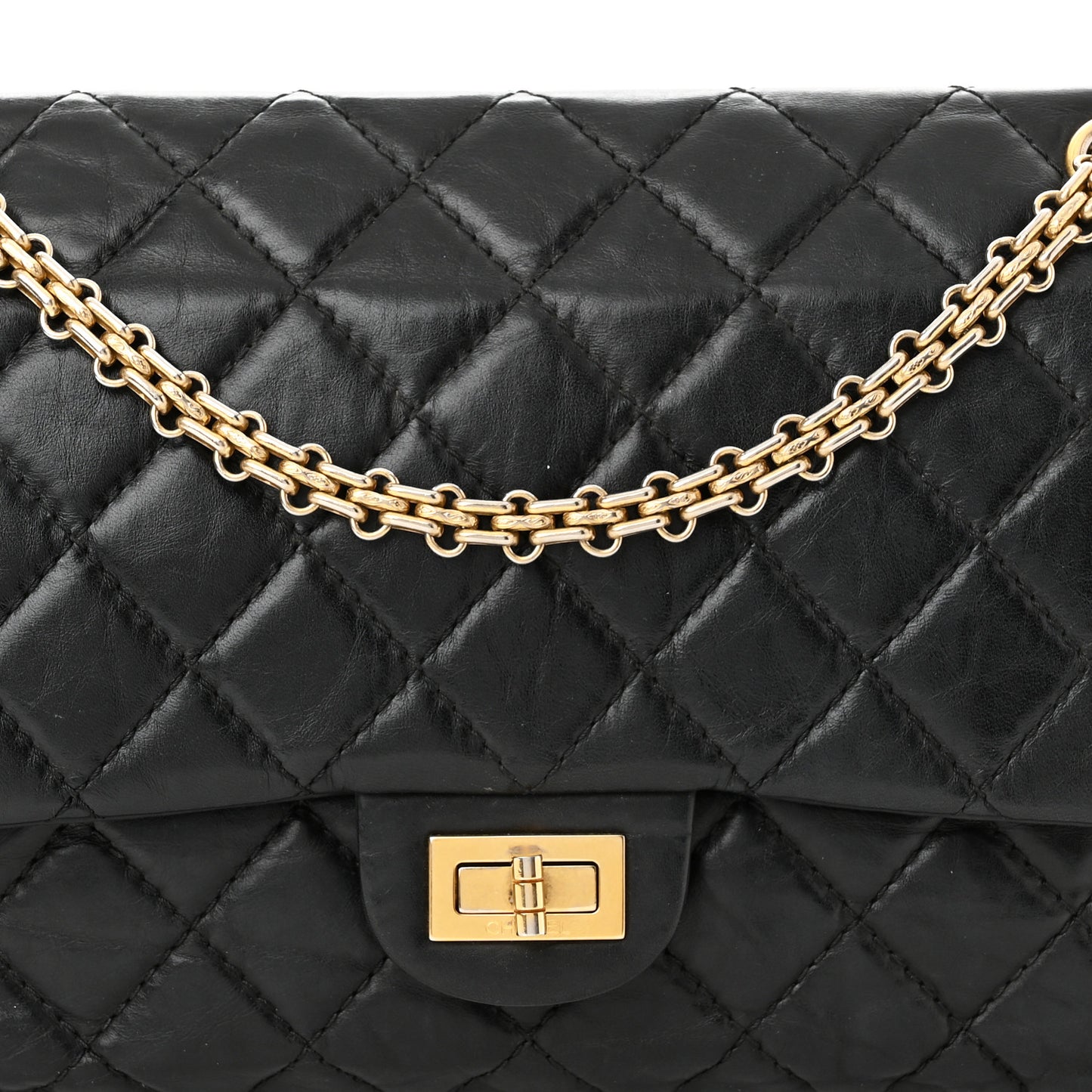 Aged Calfskin Quilted 2.55 Reissue 226 Flap Black