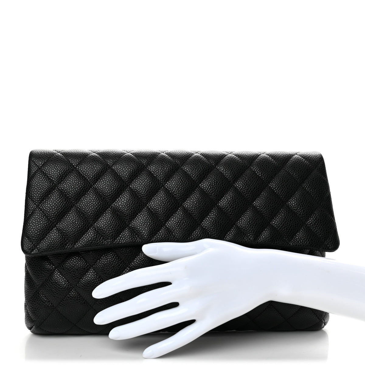 Caviar Quilted Flap Clutch Black