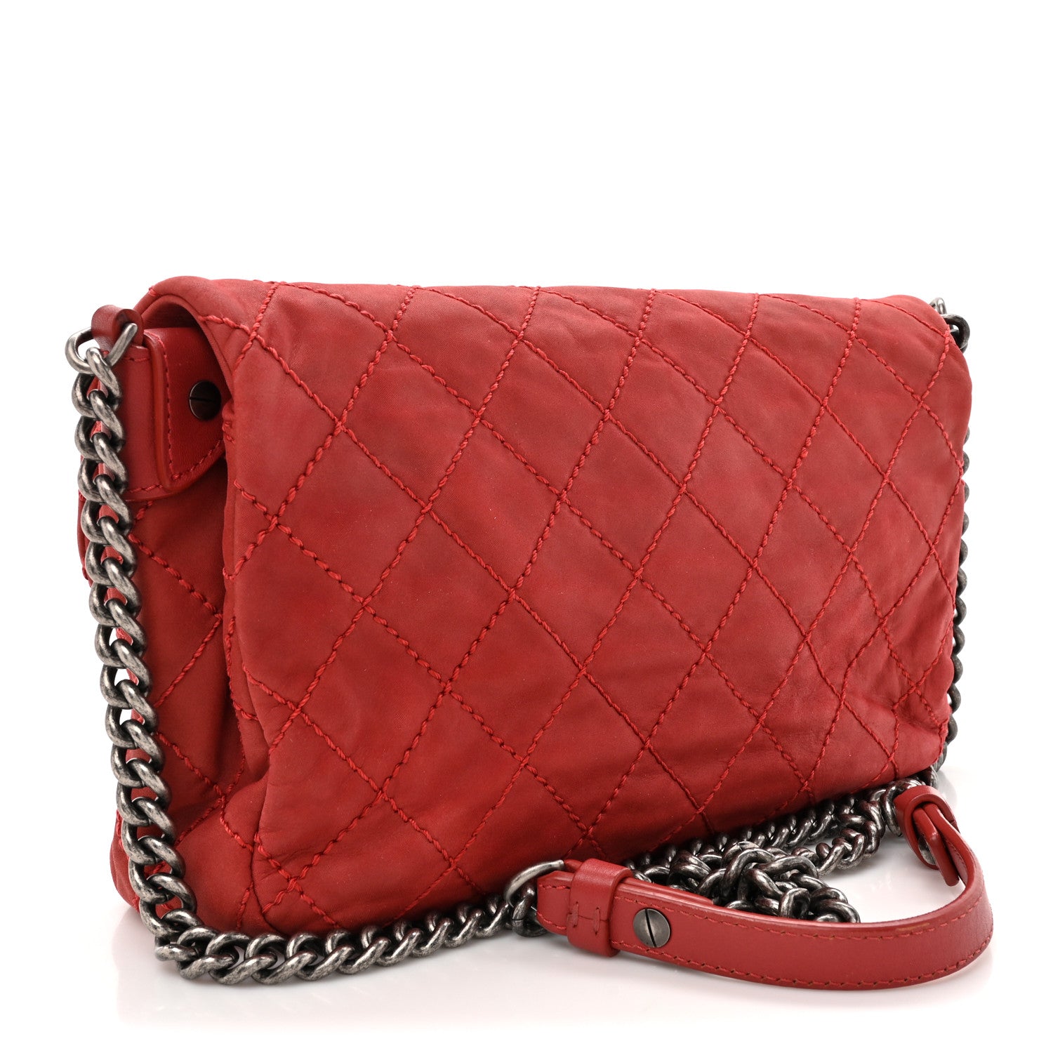 Chanel Suede Medium Coco Daily Flap Red 3 of 12