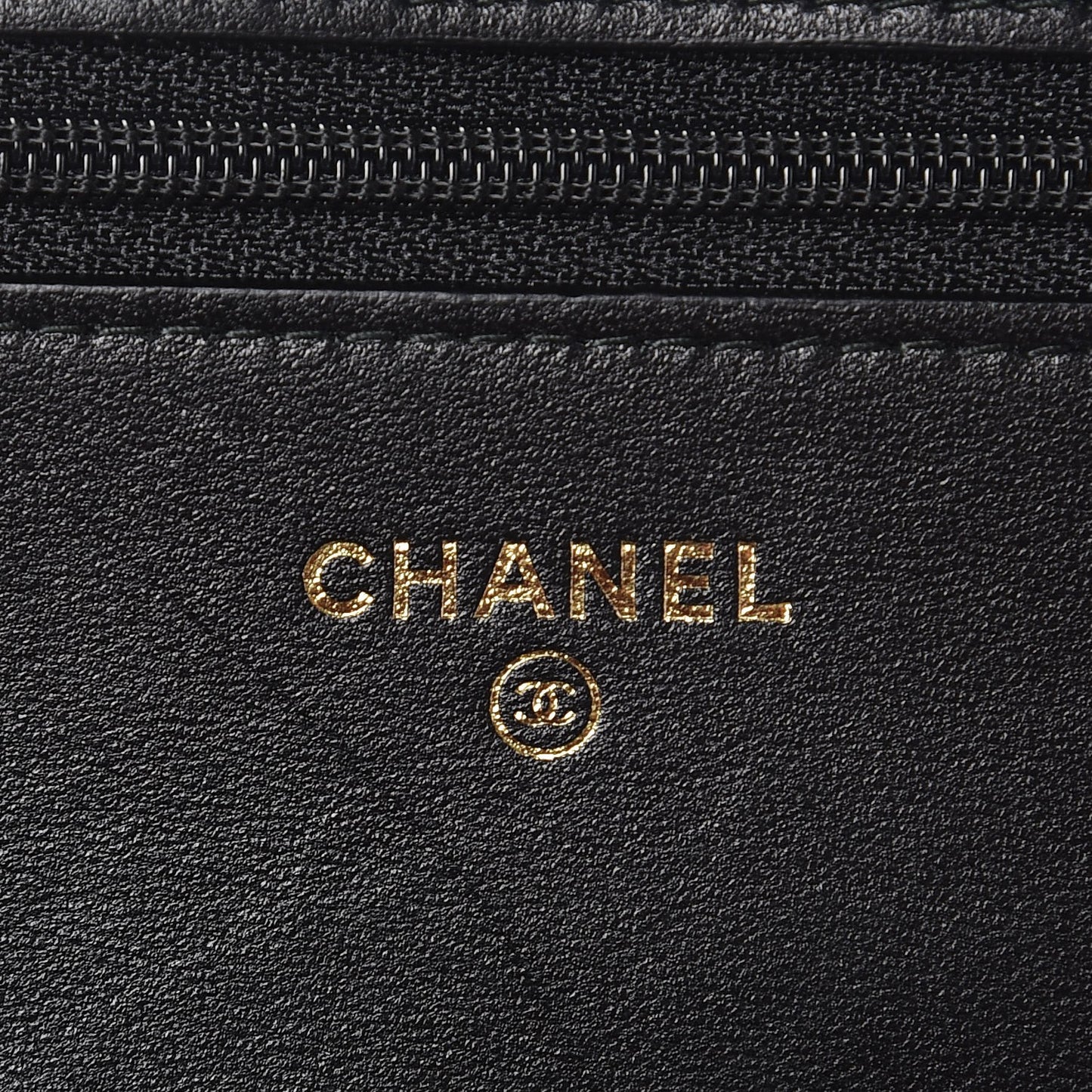 Lambskin Chevron Quilted Trendy CC Wallet On Chain WOC Black