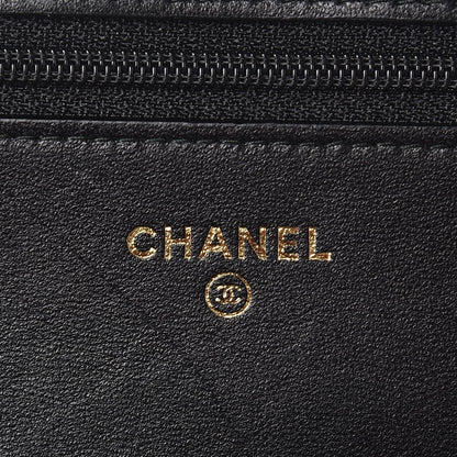 Chanel Lambskin Chevron Quilted Trendy CC Wallet On Chain WOC Black 6 of 8