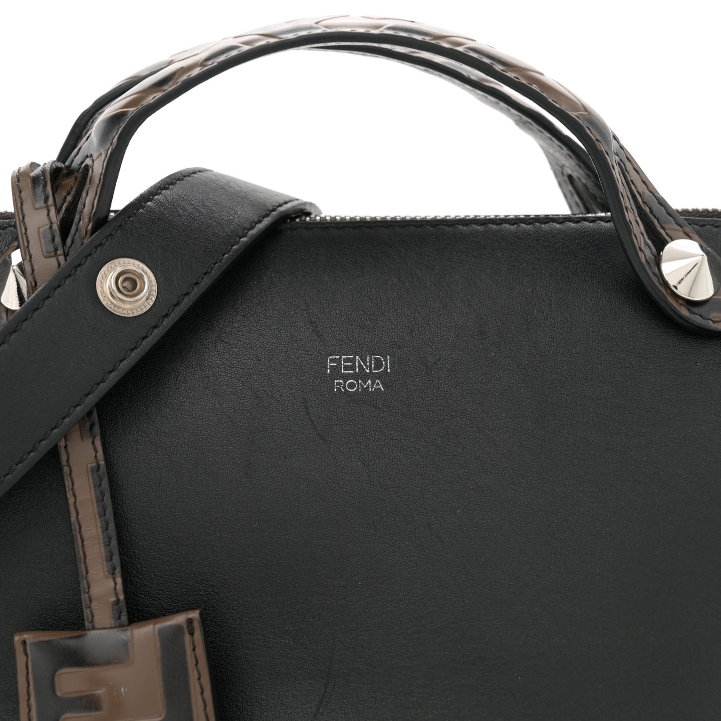Vitello Dolce Bi-Color FF 1974 Embossed Medium By The Way Boston Bag Black Maya