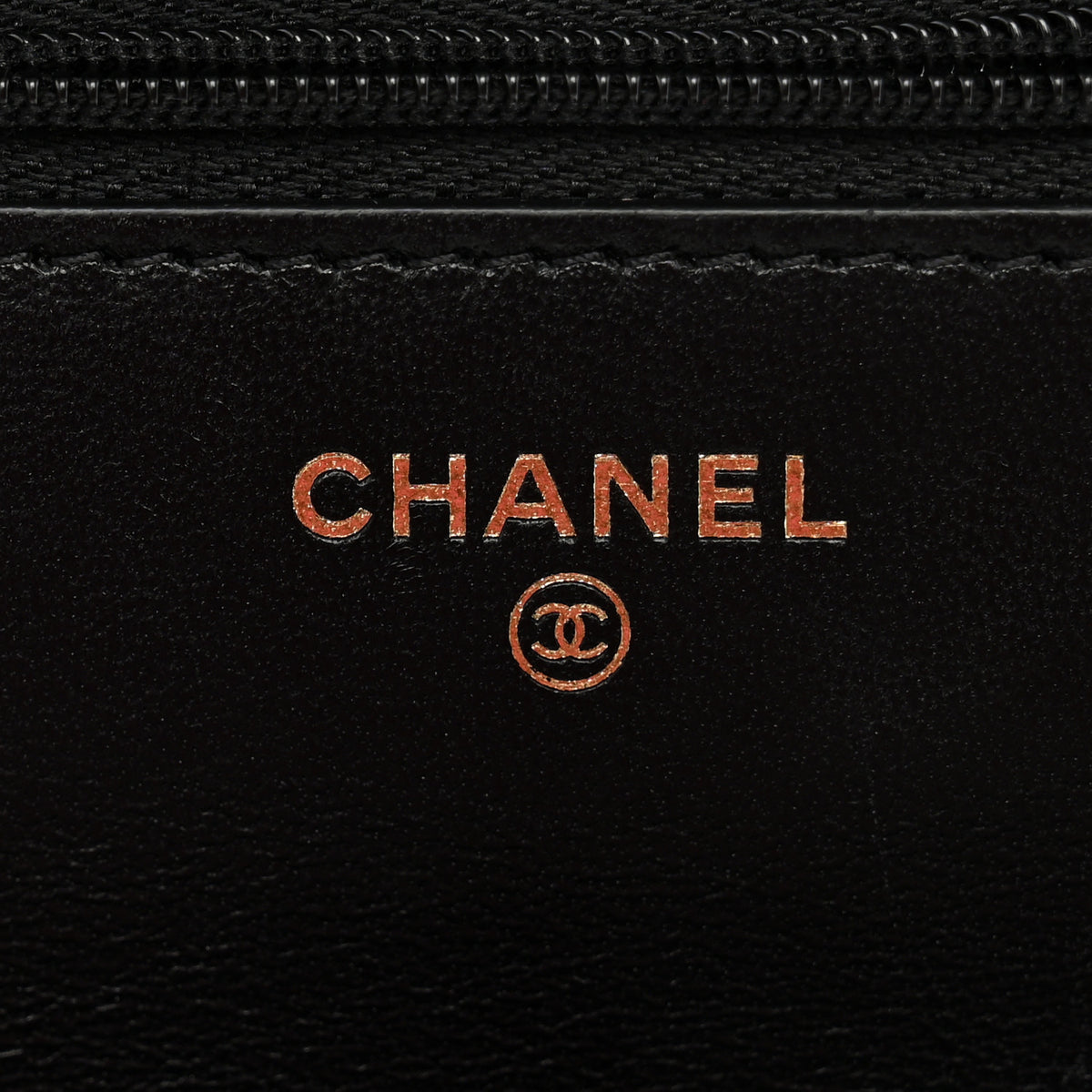 Lambskin Quilted Logo WOC Wallet On Chain Black