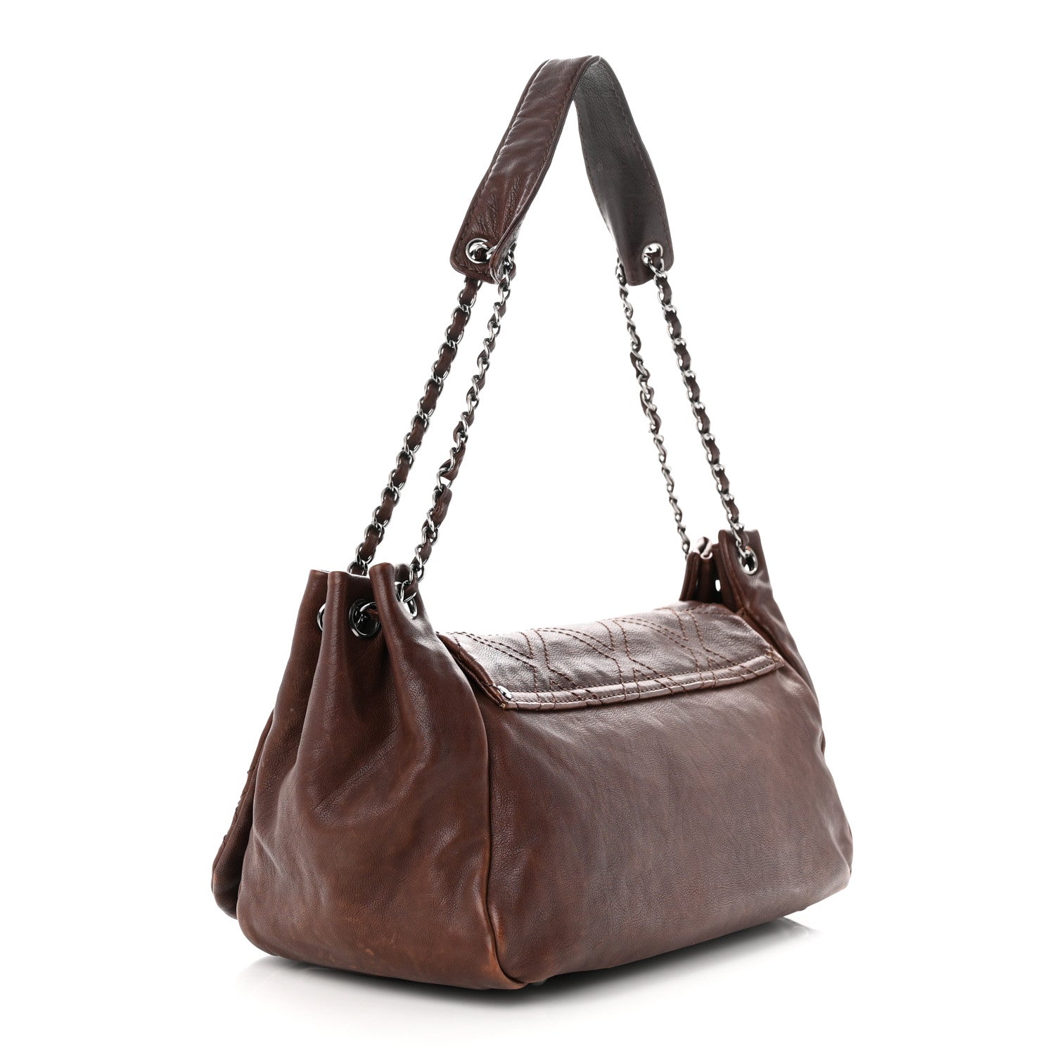 Chanel Calfskin Diamond Stitch Accordion Flap Brown 3 of 14