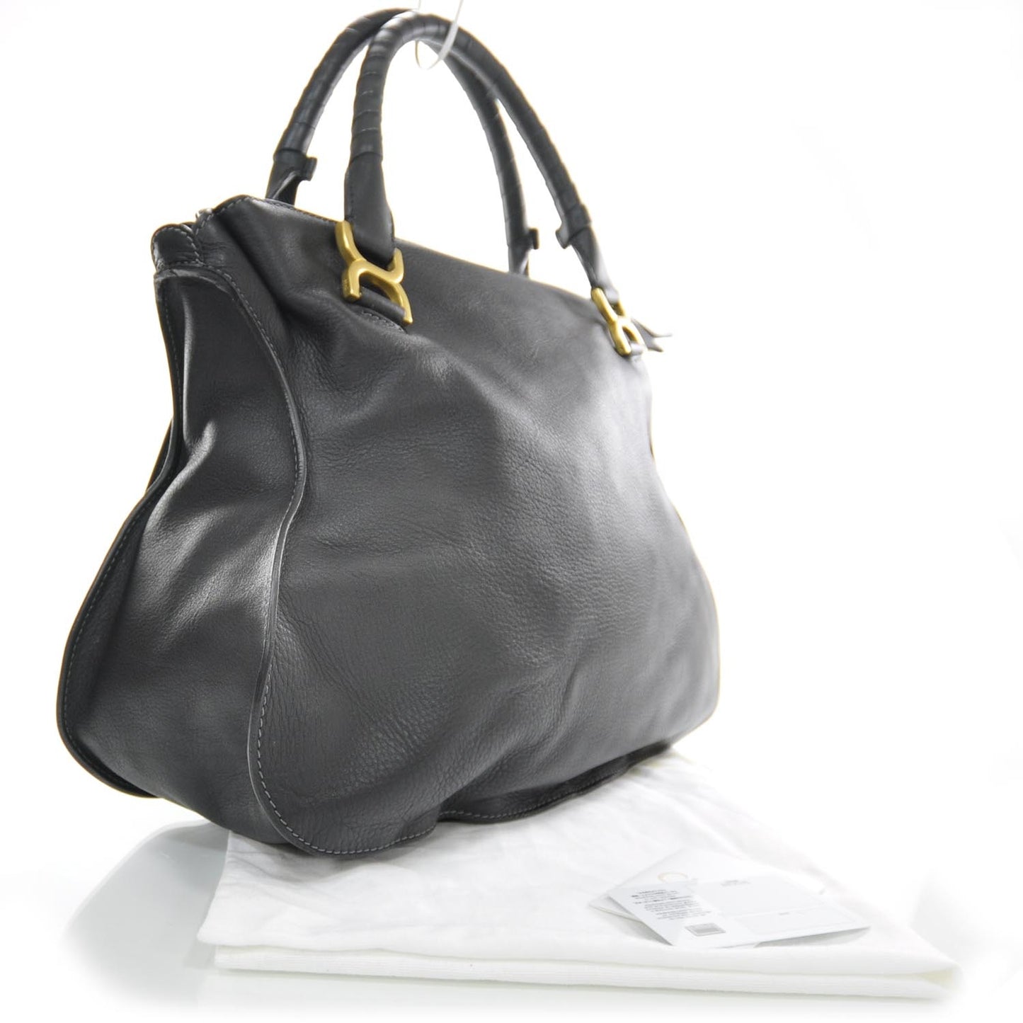 Leather Large Marcie Satchel Black