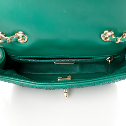 Chanel Lambskin Crystal Diamante Small Flap Green 5 of 12