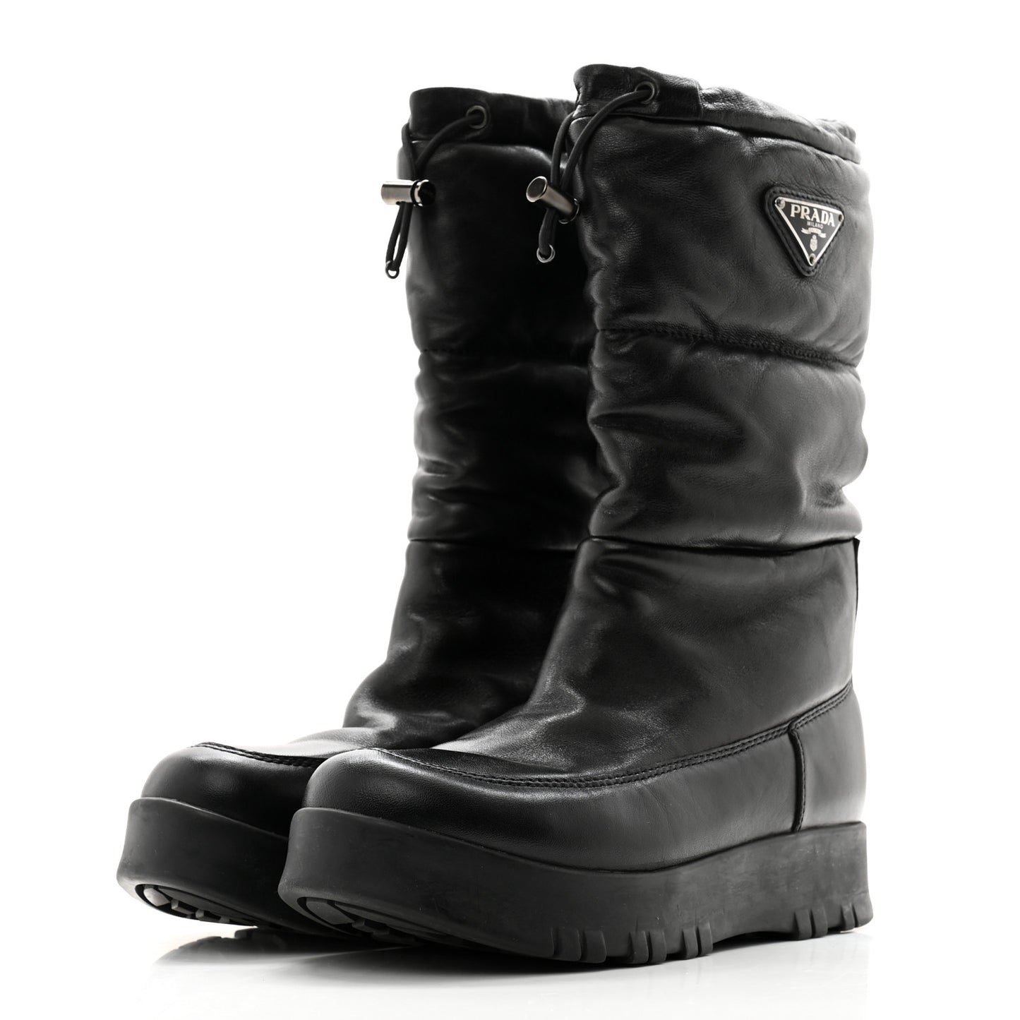 Nappa Metal Triangle Logo Padded Moon Boots 38.5 Black