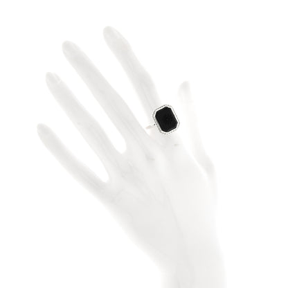 Tiffany Sterling Silver Black Onyx Ziegfeld Daisy Ring 55 7.25 2 of 5