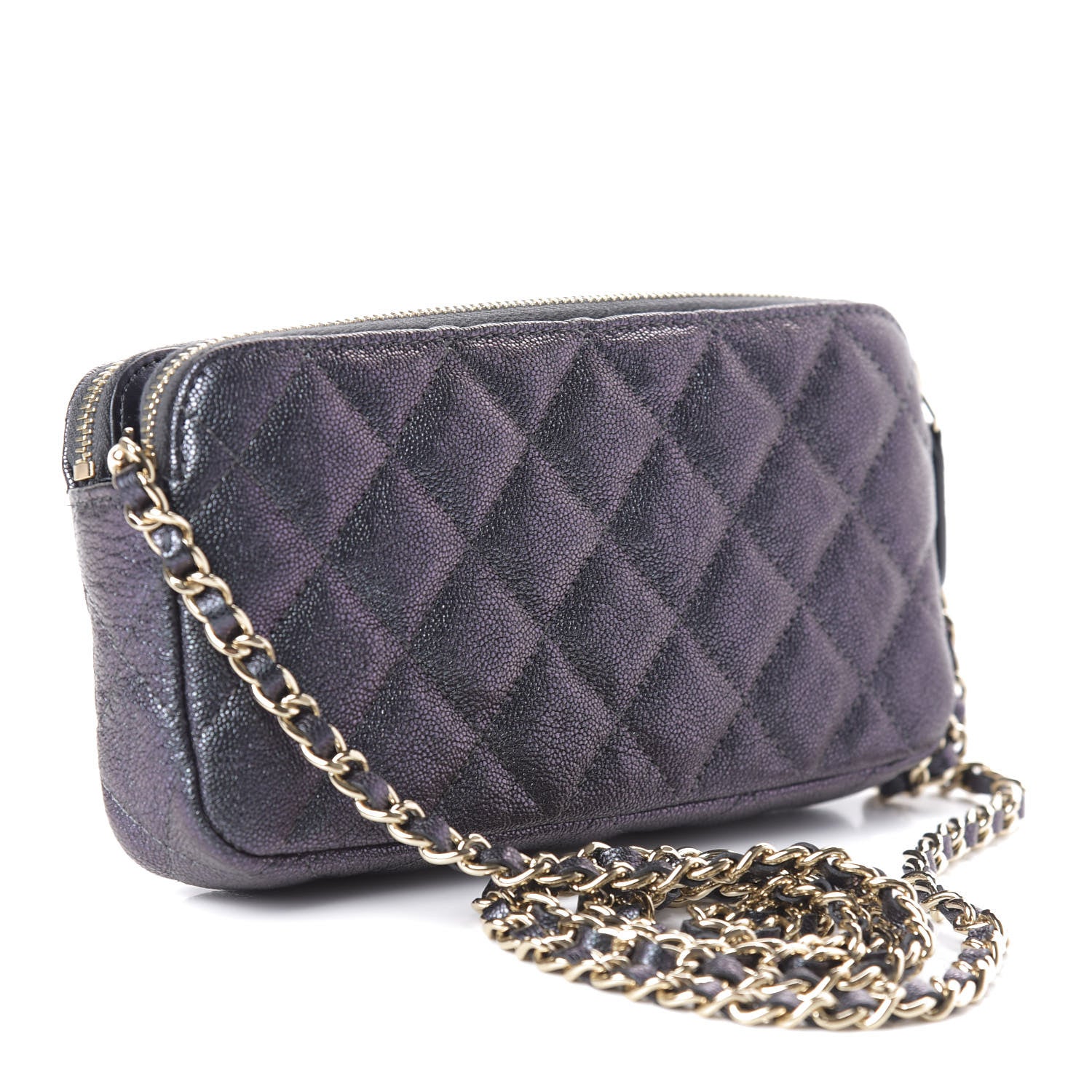 Chanel Iridescent Caviar Quilted Clutch With Chain Black 3 of 11