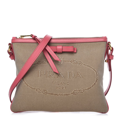 Prada Jacquard Logo Flat Crossbody Bag Corda Peonia 1 of 9