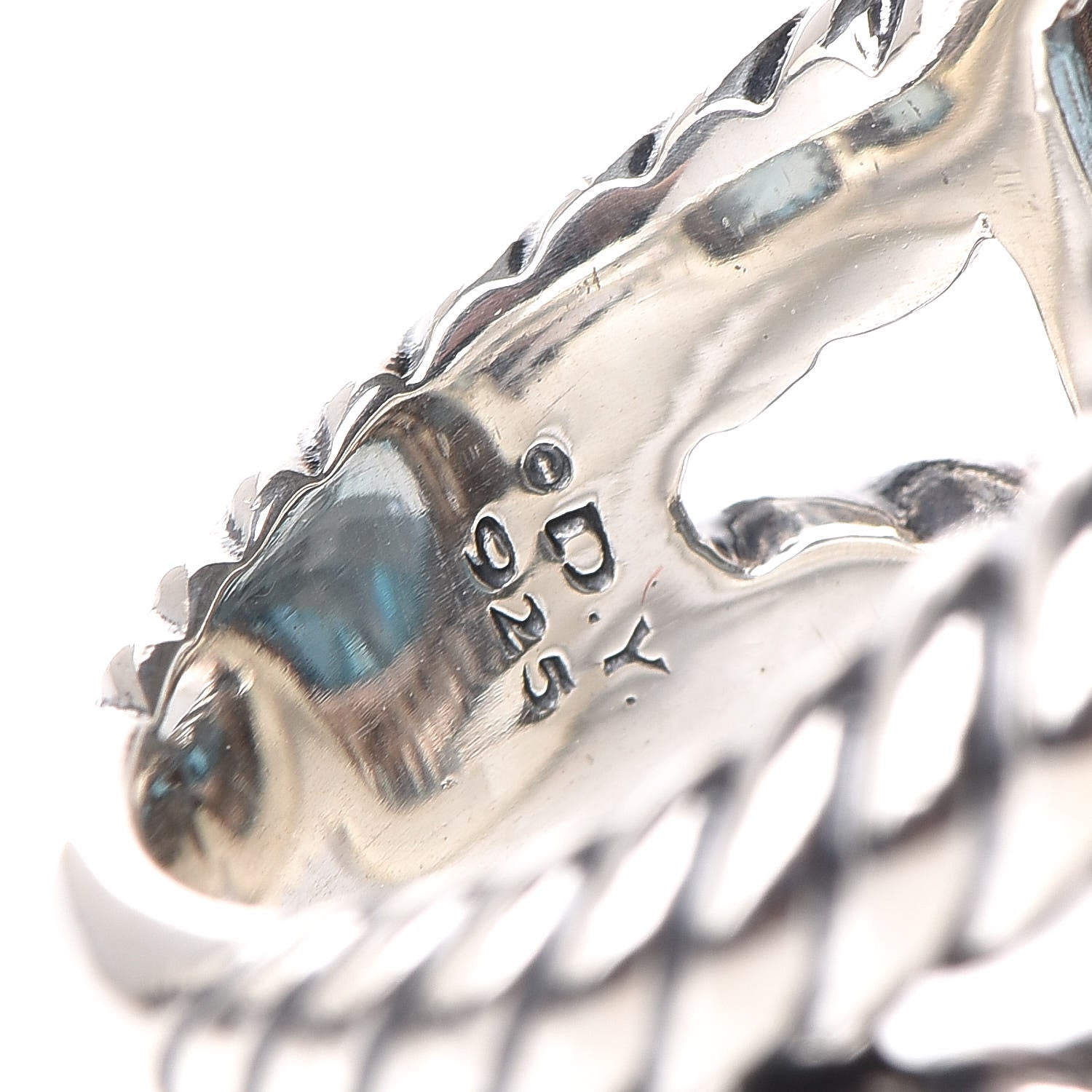 David Yurman Sterling Silver Diamond Blue Topaz 17mm Albion Ring 52 6 5 of 6