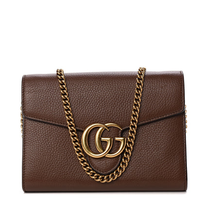 Gucci Cellarius Calfskin GG Marmont Chain Wallet Nut Brown 1 of 9
