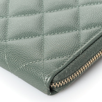 Chanel Iridescent Caviar Quilted Medium Zip Around Wallet Light Green 9 of 9