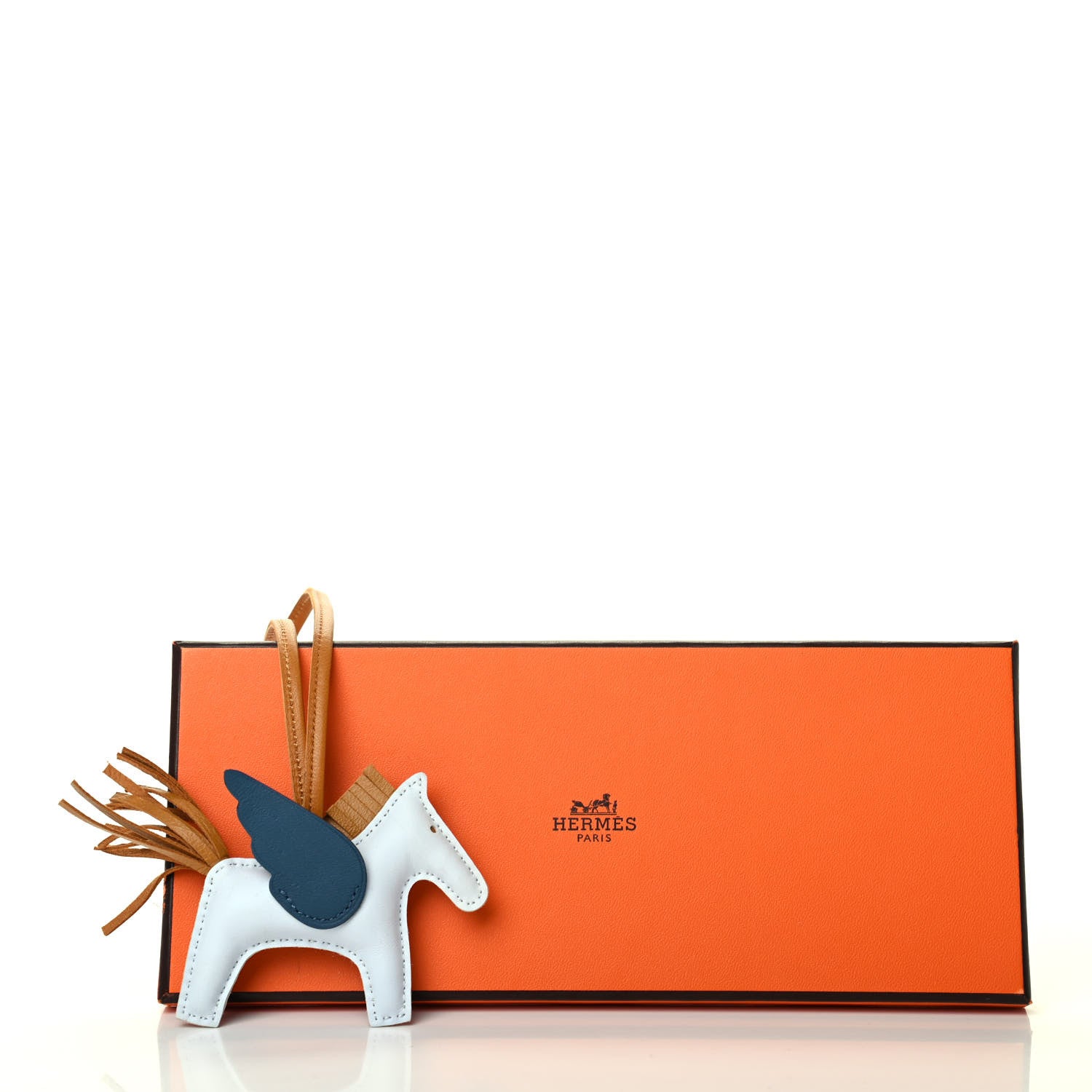 Hermes Milo Lambskin Grigri Rodeo Pegase Horse Bag Charm PM Bleu Brume Sesame Vert Bosphore 5 of 5