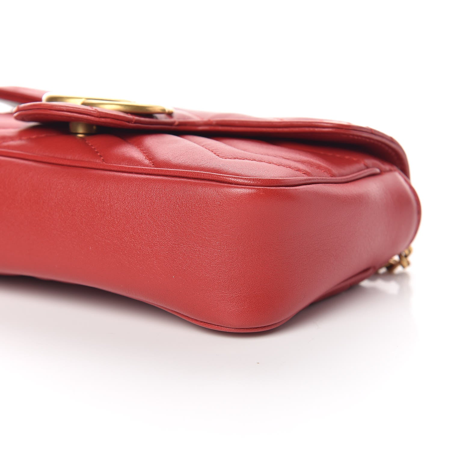 Gucci Calfskin Matelasse Super Mini GG Marmont Shoulder Bag Hibiscus Red 10 of 11