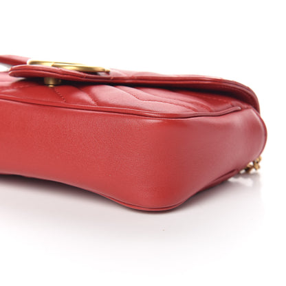 Gucci Calfskin Matelasse Super Mini GG Marmont Shoulder Bag Hibiscus Red 10 of 11